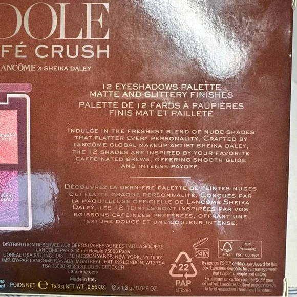 NIB Lancôme Indole Cafe Crush Eyeshadow Palette Sheika Daley 12 Shades Neutrals - Picture 5 of 14